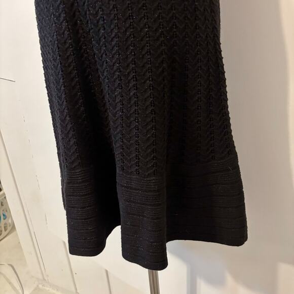 Nine West V Neck Black Fit & Flare Black Dress Medium Knit Cocktail dress - Picture 6 of 13